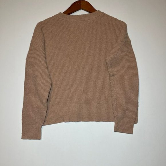 Women's Madewell Patch Pocket Pullover Long Sleeve Oversized Sweater Tan Sz M - Picture 2 of 6
